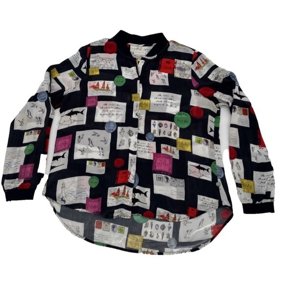 Milano made in ITALY, Women Blouse long sleeve, Size 38, Nautical print - Picture 3 of 13